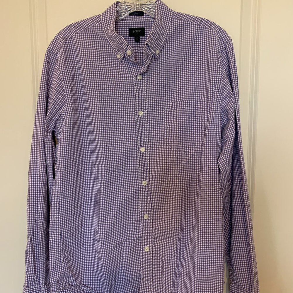 J. Crew Purple Gingham Button Down, Slim Fit - M